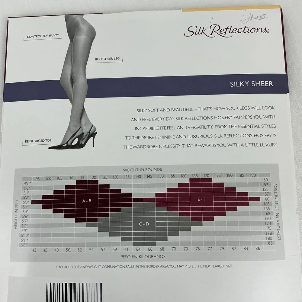 Hanes Silk Reflections Silky Sheer Control Top Pantyhose Size CD Nude